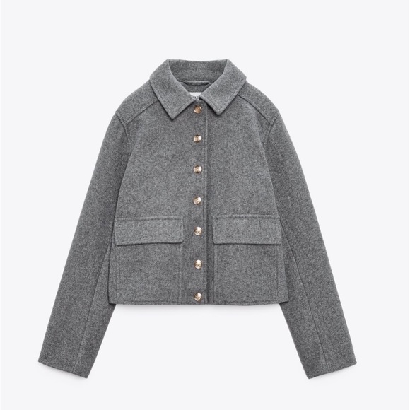 NWT Zara gold button soft touch jacket gray - Picture 9 of 10